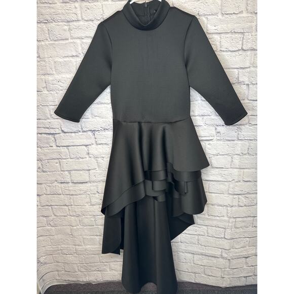 GS Love Unique Rare Black High Low Long Sleeve High Neck Formal Dress Plus SZ 1X - Picture 3 of 8